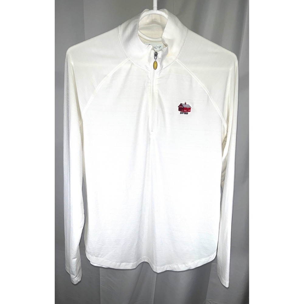 Greg Norman Play Dry 1/4 Zip Golf Pullover White Long Sleeve Athletic Top Medium